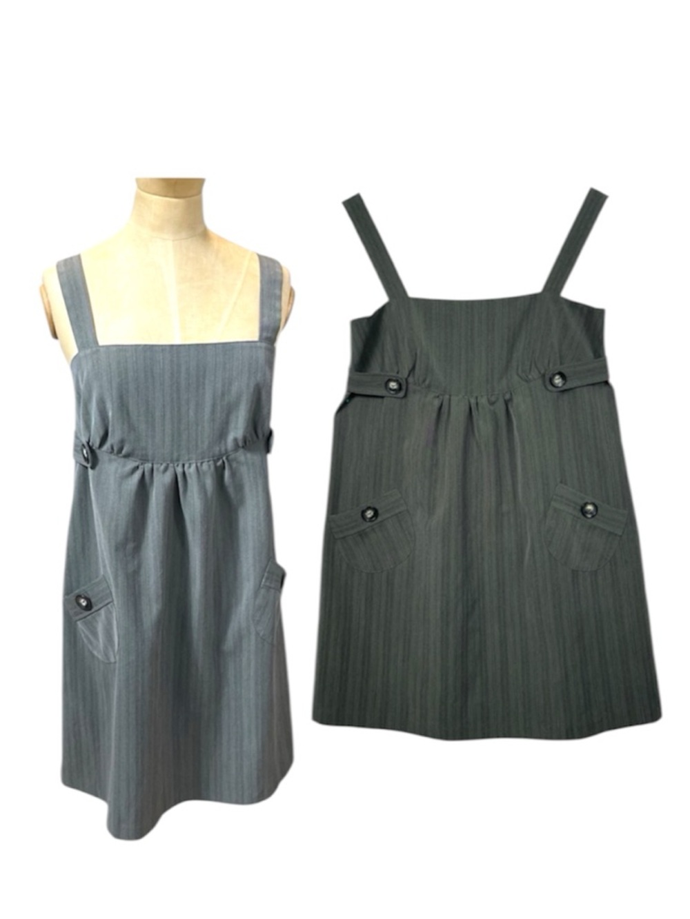Y2K B.Wear Pinafore Dress Babydoll Academia Careerwear Club 11 Gray 2000s VTG